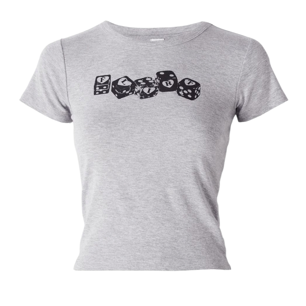 BDG Gray Short Sleeve Tee with Black Dice Graphic